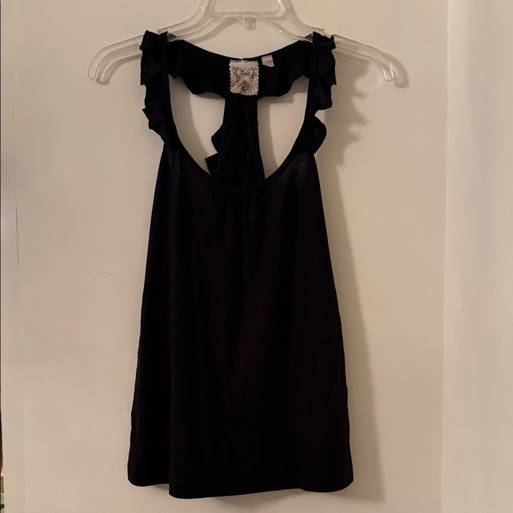 Pout Elegant Black Ruffle Women's Top